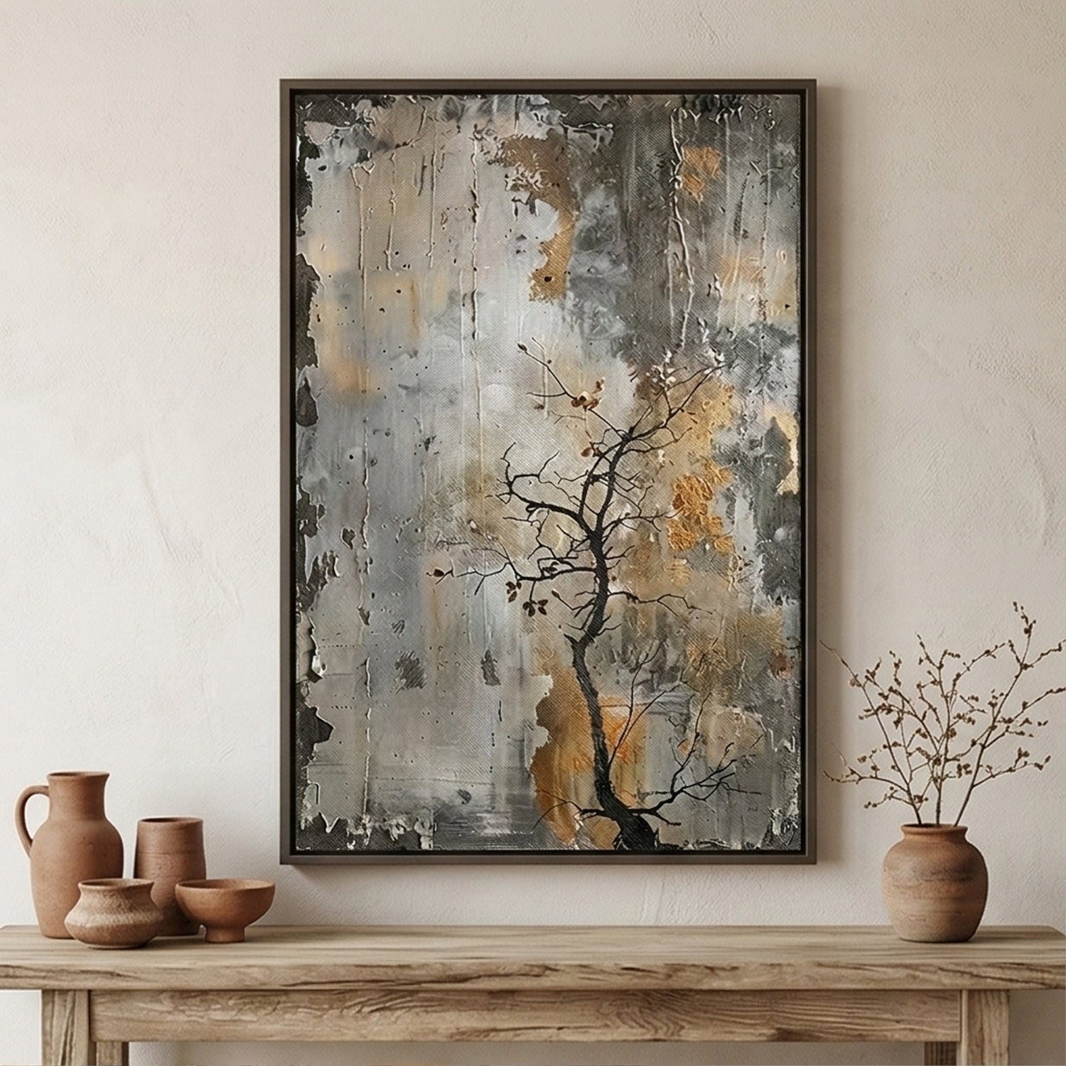Wabi-Sabi Art | Weathered Quiet Bloom Weathered Textured Wall Art