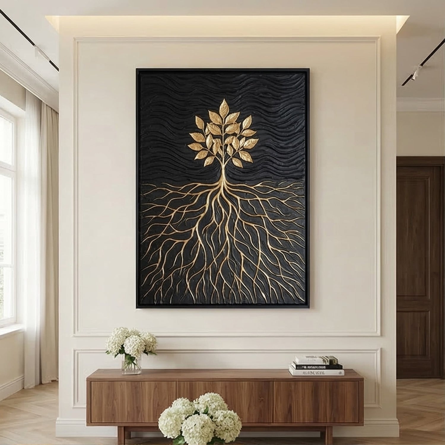 Contemporary Luxe Art | Golden Rooted Grace Gold Accent Luxury Wall Art