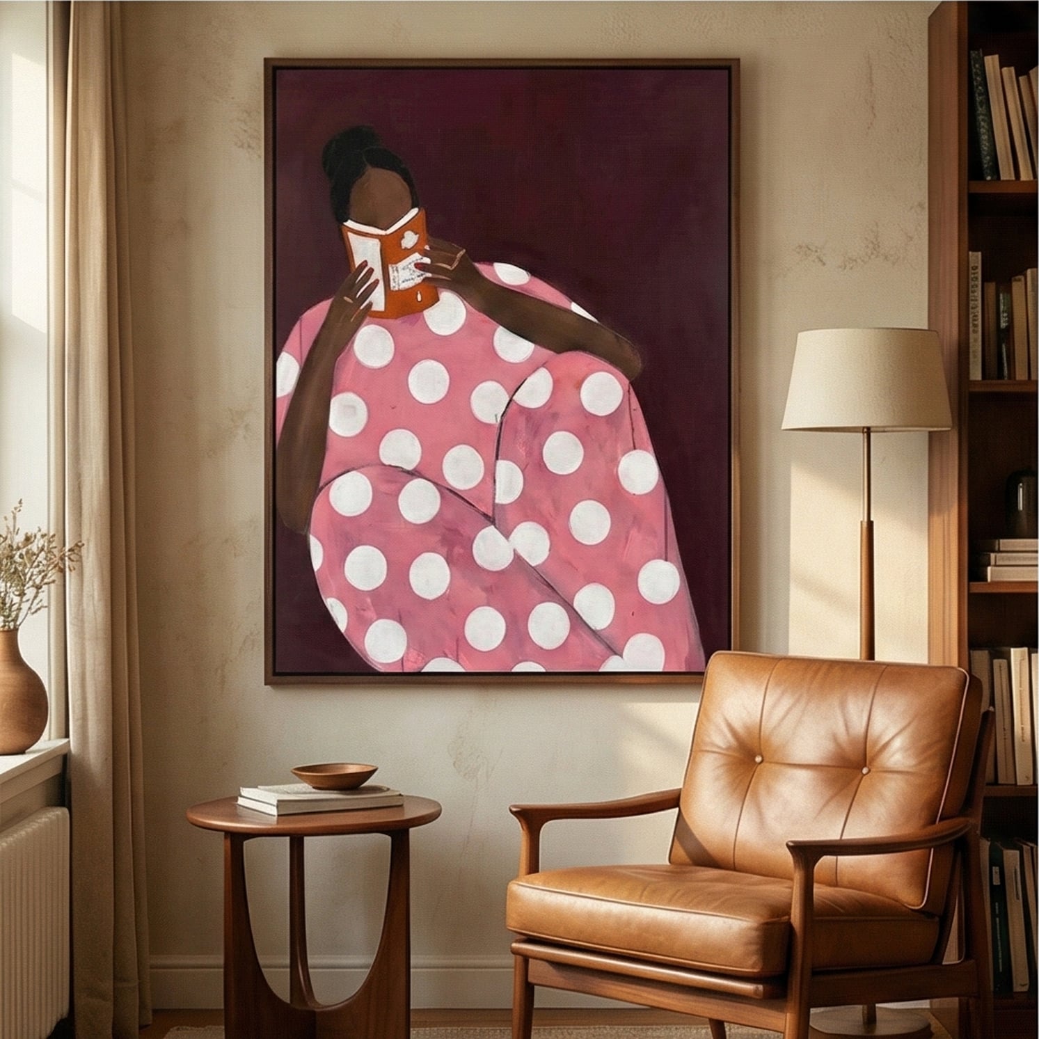 Surreal Art | Cozy-Polka Dot Reader Whimsical Surreal Wall Art