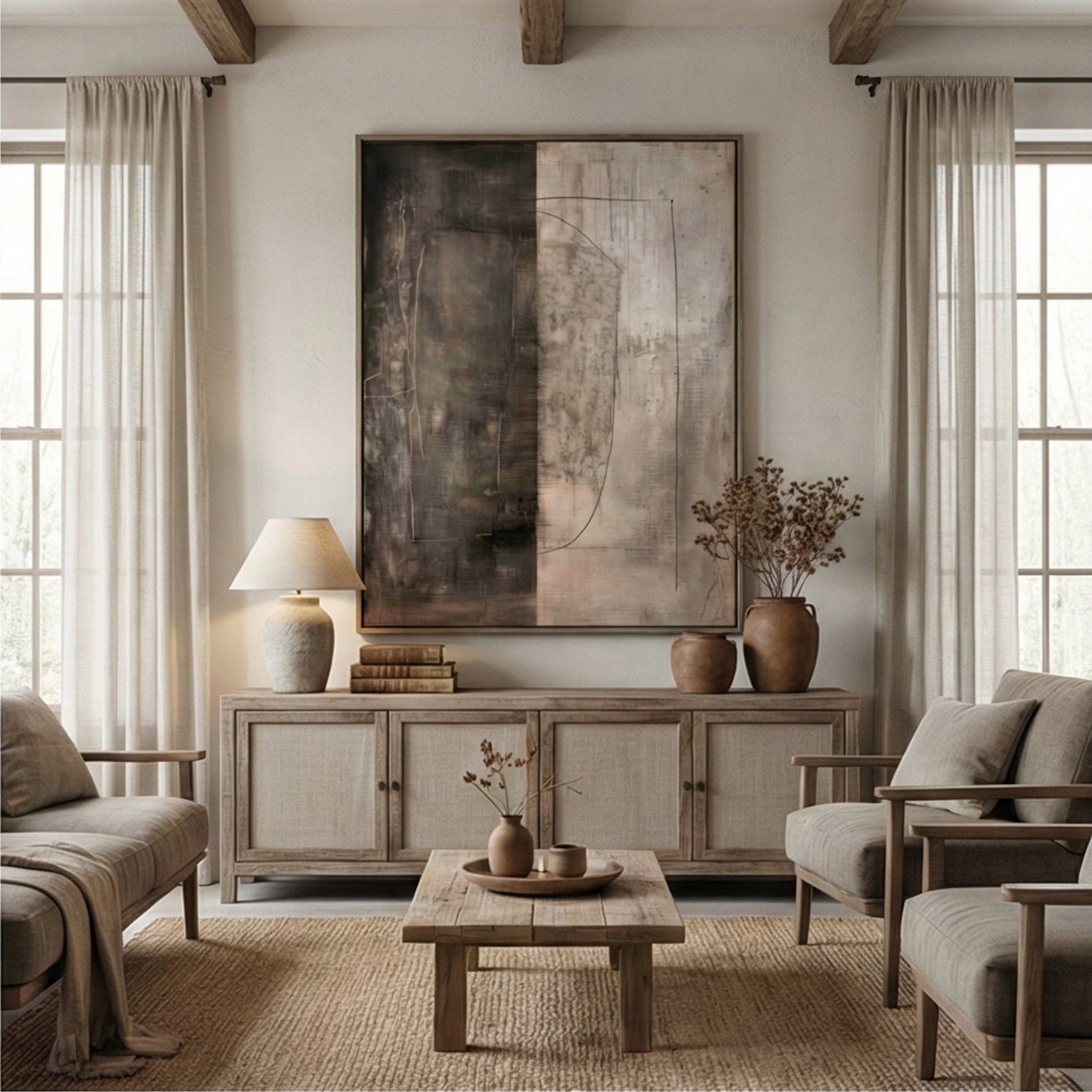 Wabi-Sabi Art | Urban Grid Calm Bedroom Wall Art