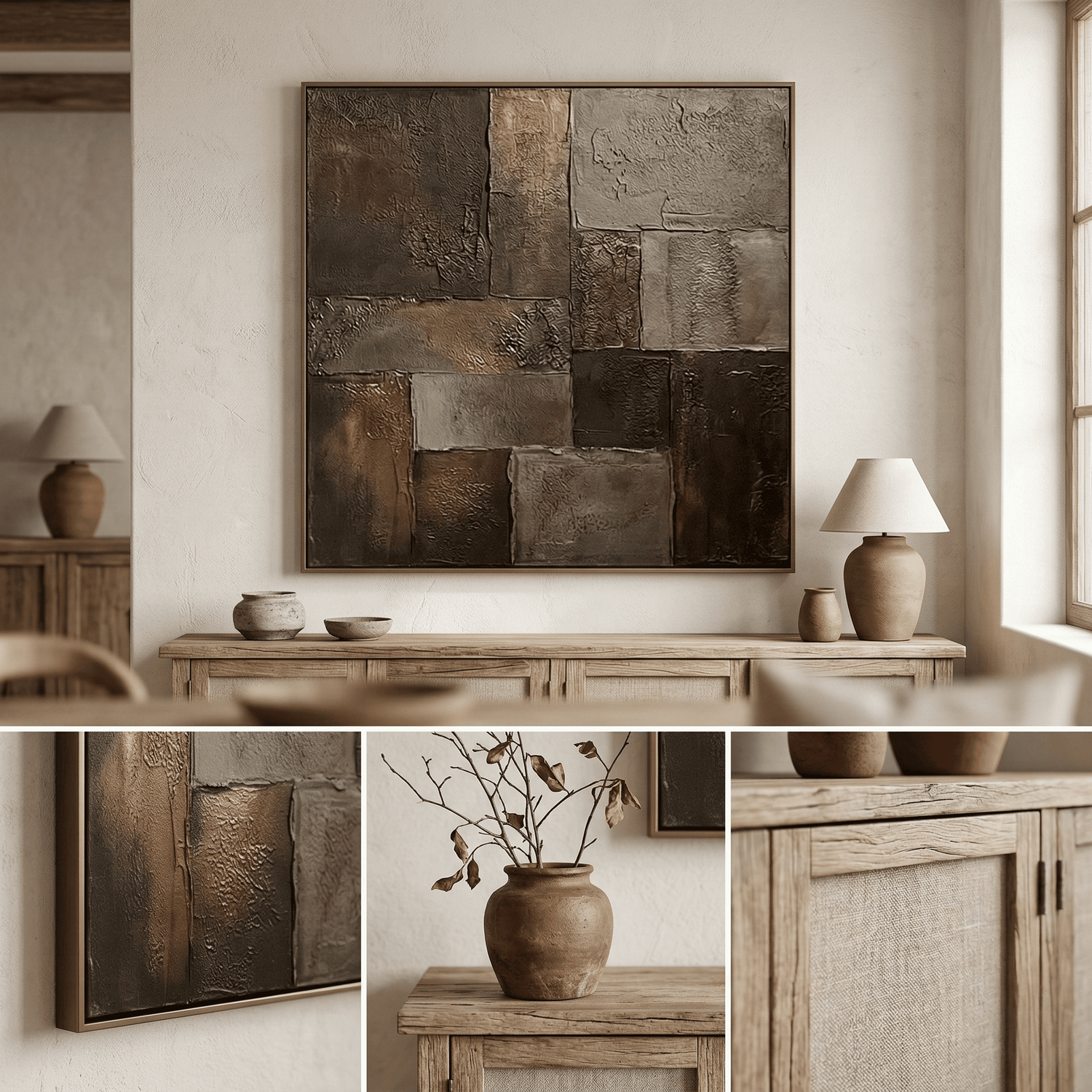 Wabi-Sabi Art | Burnished Earth Mosaic Neutral Earth Tone Wall Art