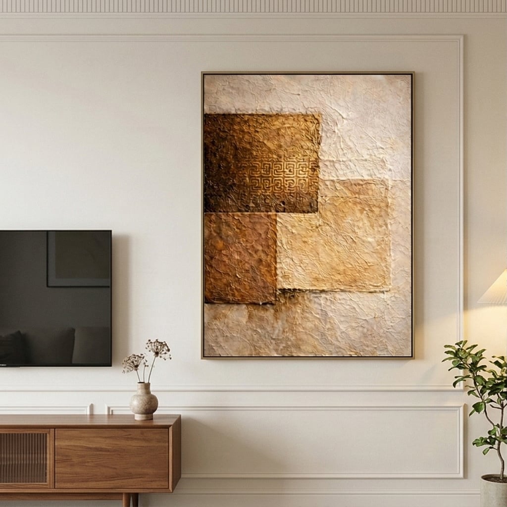 Contemporary Luxe Art | Ochre Relic Gold Accent Canvas Wall Art