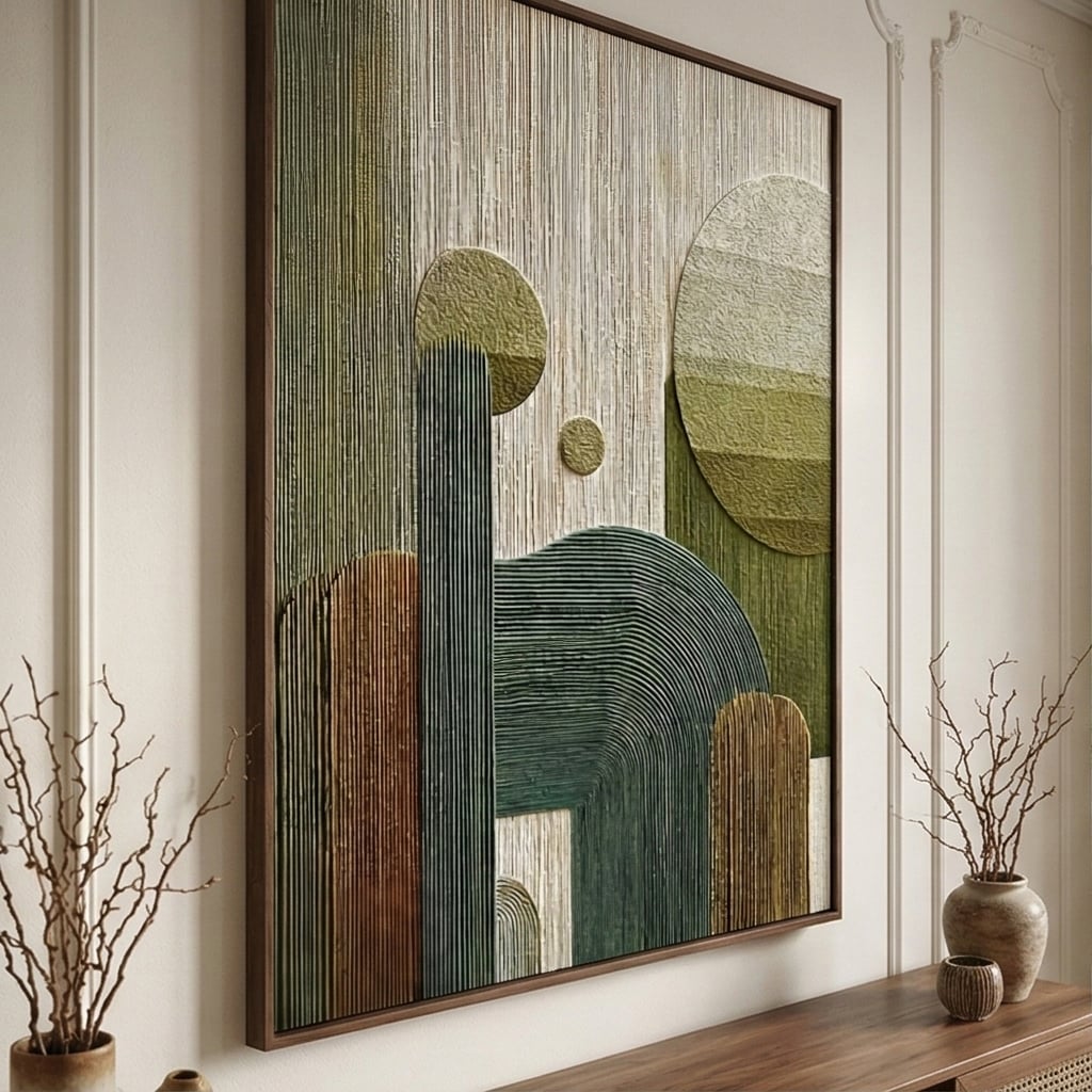 3D textured Art | Verdant Cadence Modern Textured Wall Art
