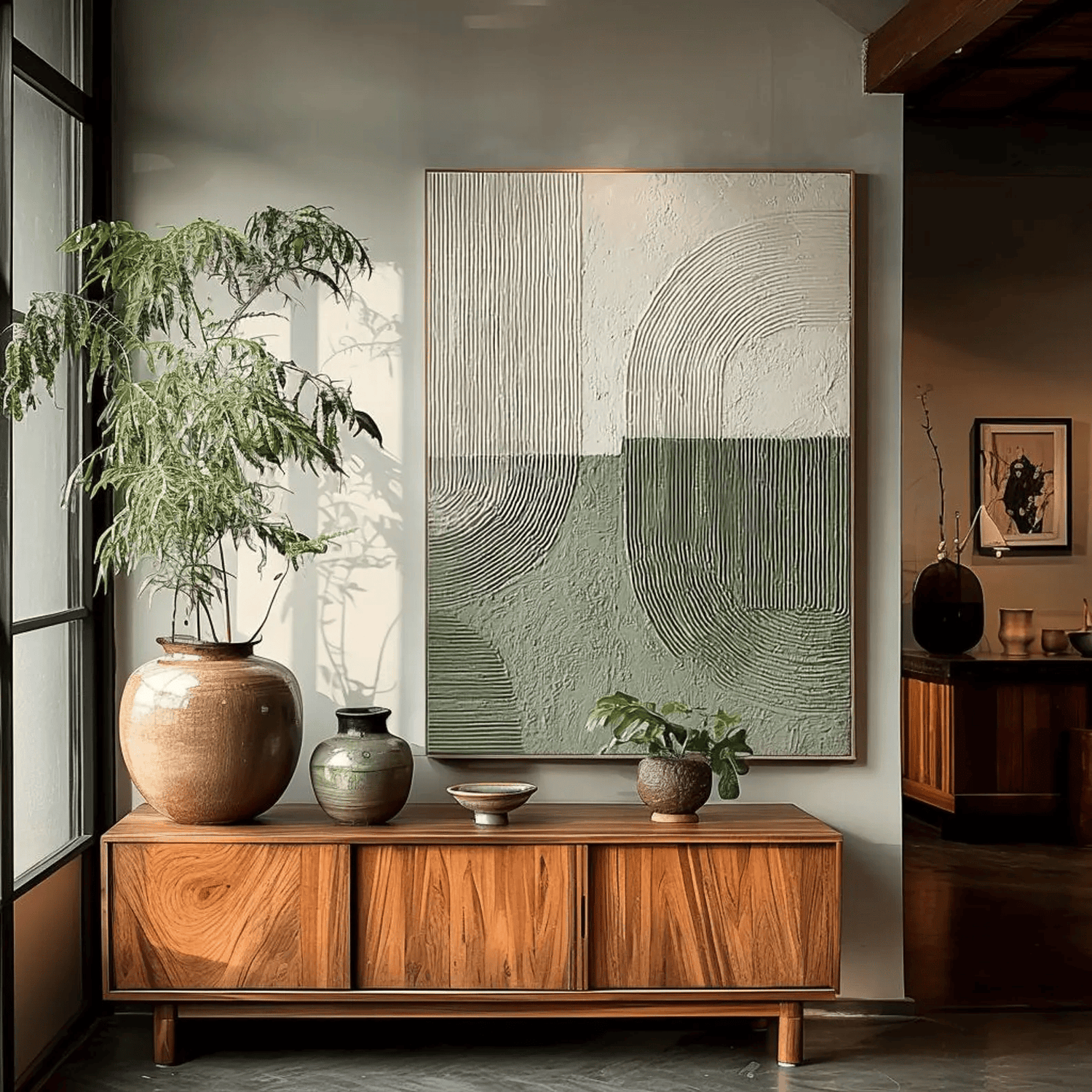 3D textured Art | Verdant Resonance Textured Canvas Wall Art