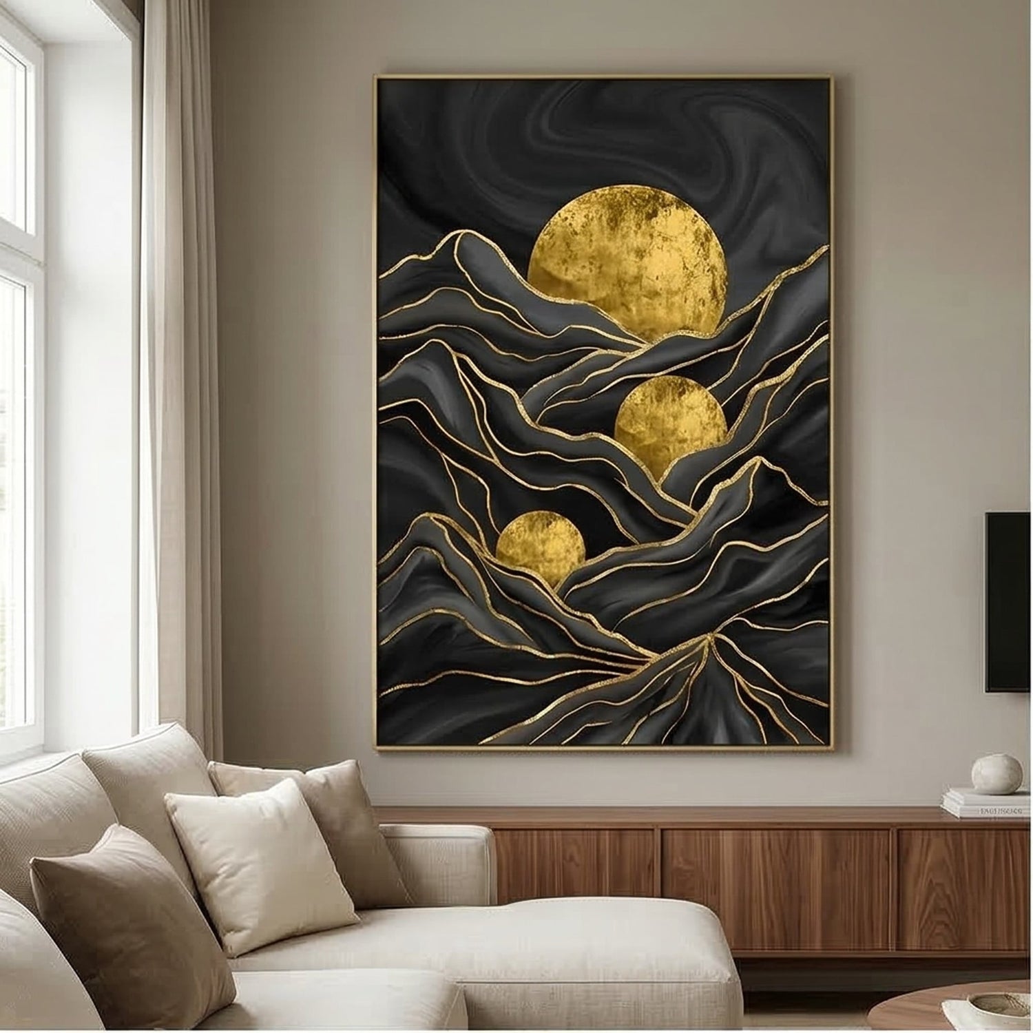 Contemporary Luxe Art | Golden Horizon Echo Gold Accent Luxury Wall Art