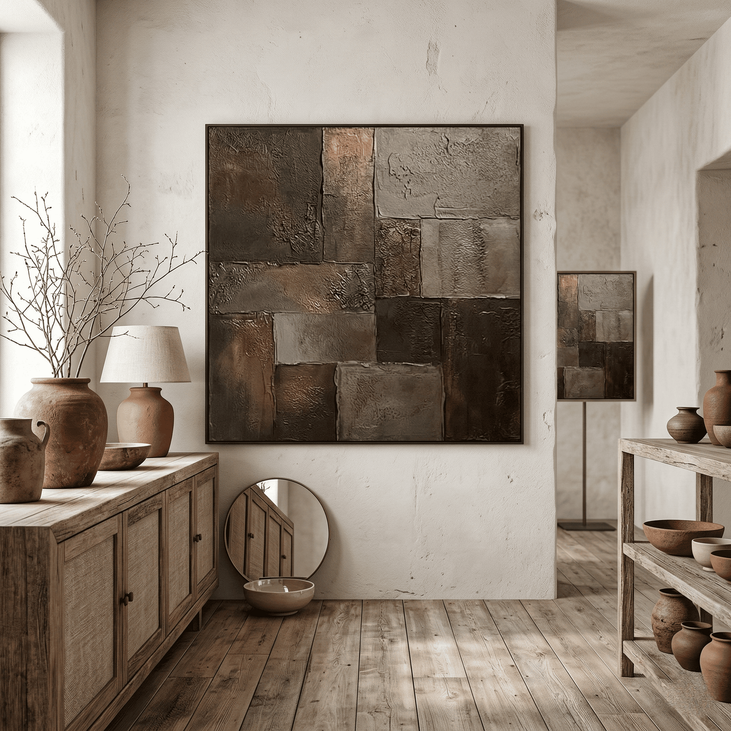 Wabi-Sabi Art | Burnished Earth Mosaic Neutral Earth Tone Wall Art