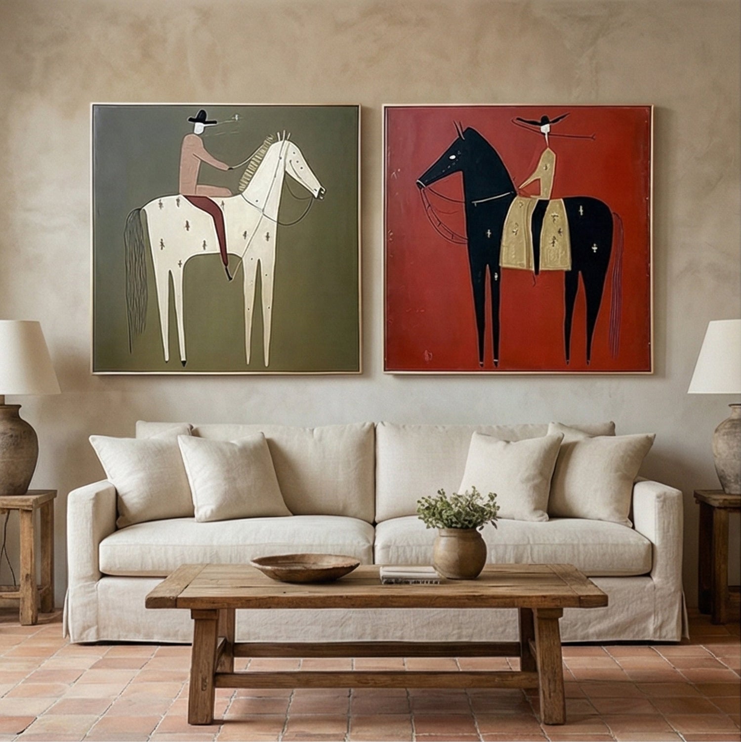 Vintage Americana Art | Twin Riders Western Canvas Wall Decor