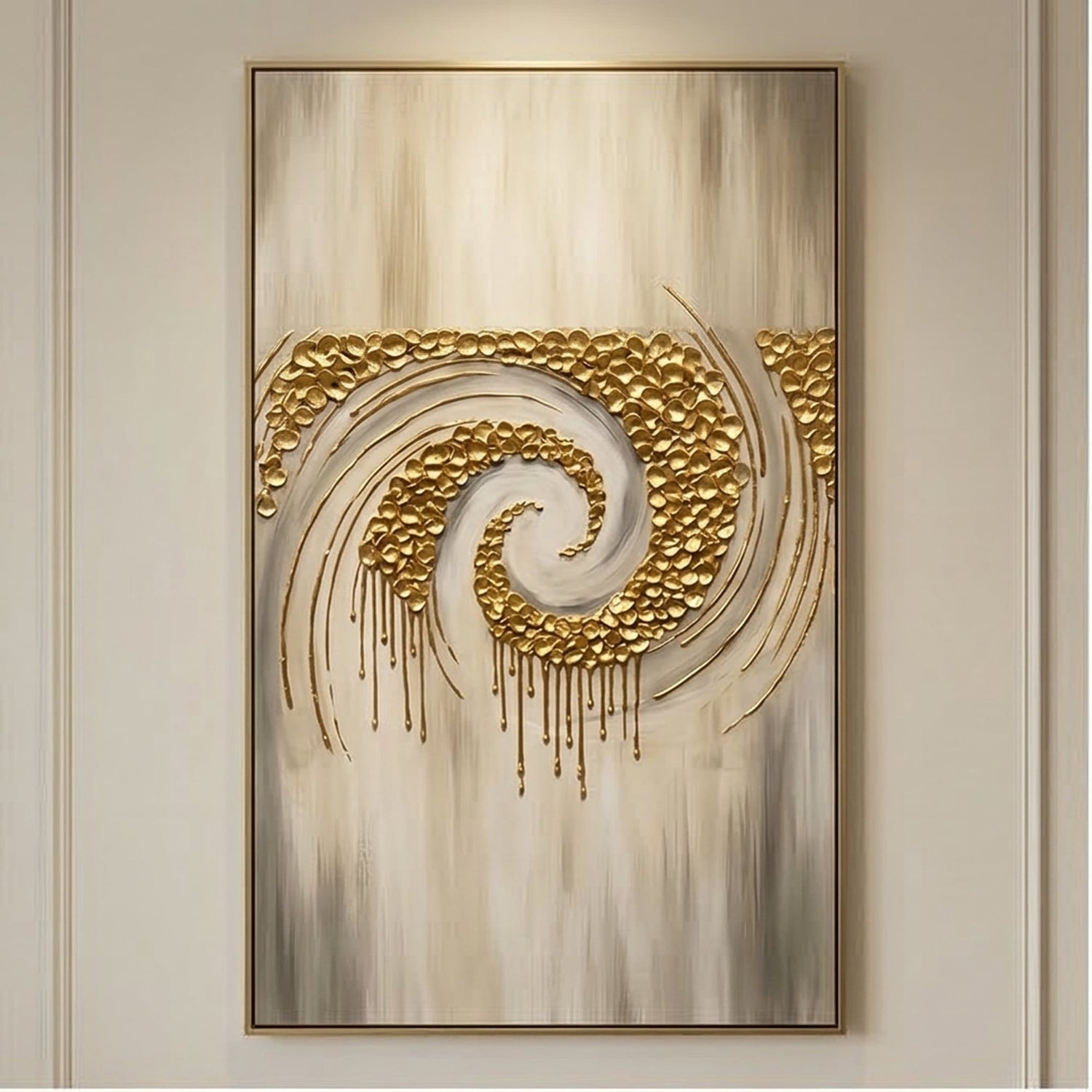 Contemporary Luxe Art | Golden Whisper Spiral Gold Accent Luxury Wall Art