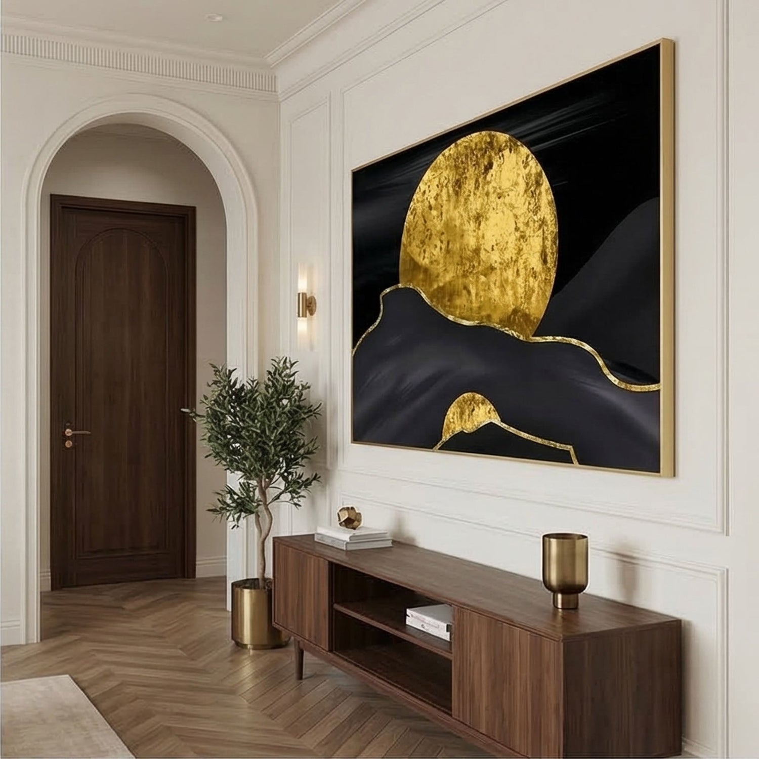 Contemporary Luxe Art | Gilded Horizon Gold Accent Luxury Wall Art