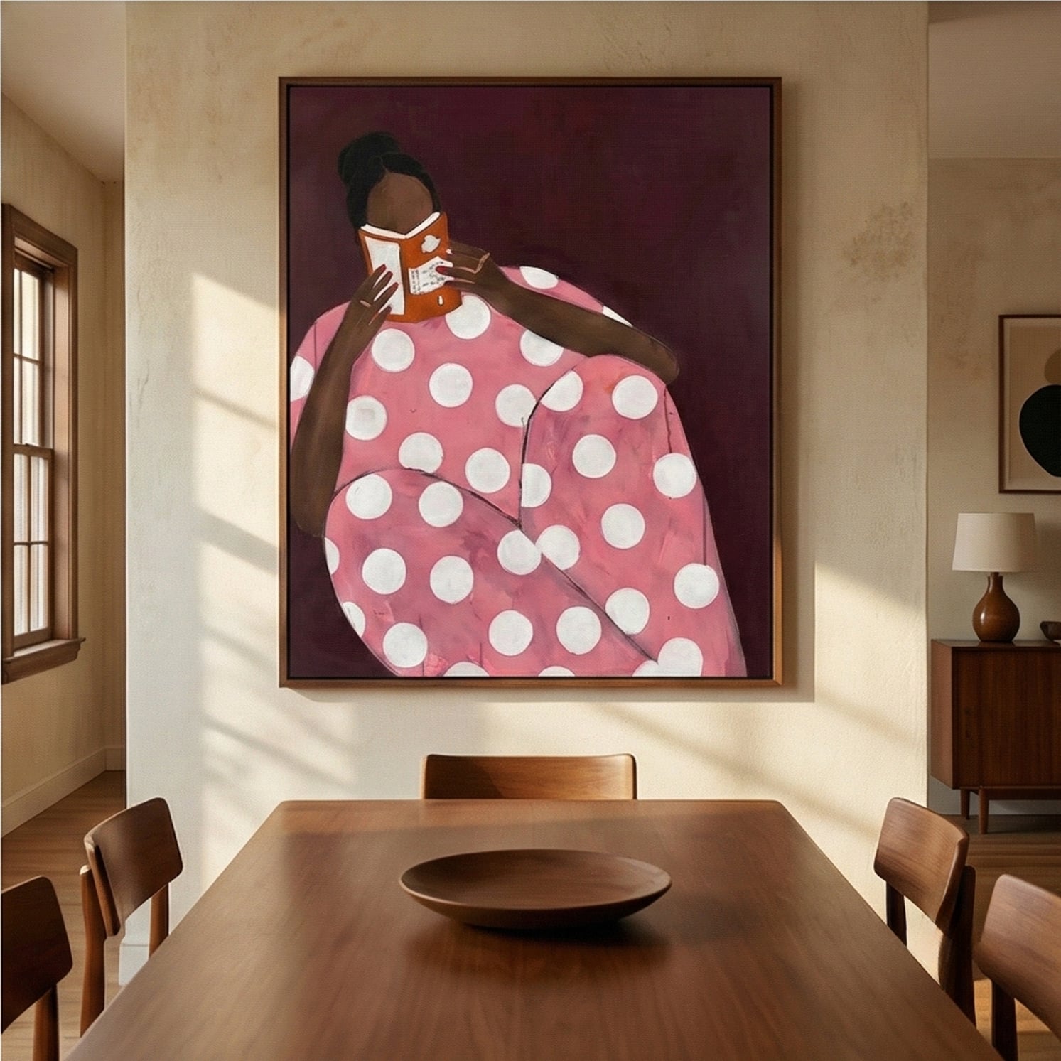 Surreal Art | Cozy-Polka Dot Reader Whimsical Surreal Wall Art