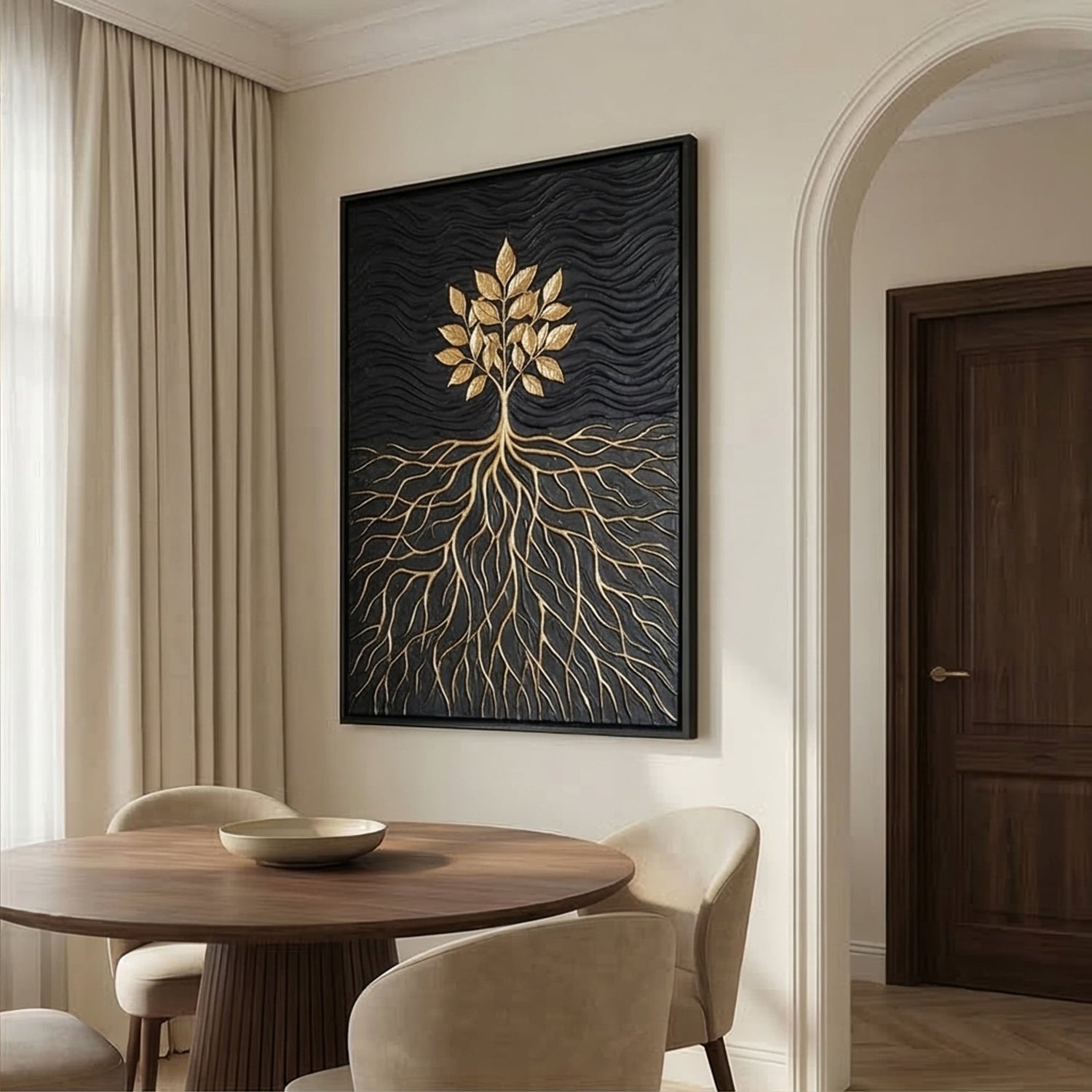 Contemporary Luxe Art | Golden Rooted Grace Gold Accent Luxury Wall Art
