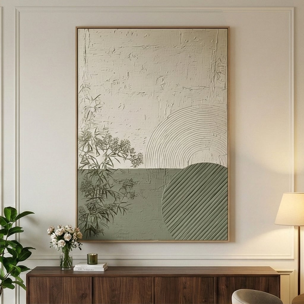 3D textured Art | Sage Stillness Modern Textured Wall Art