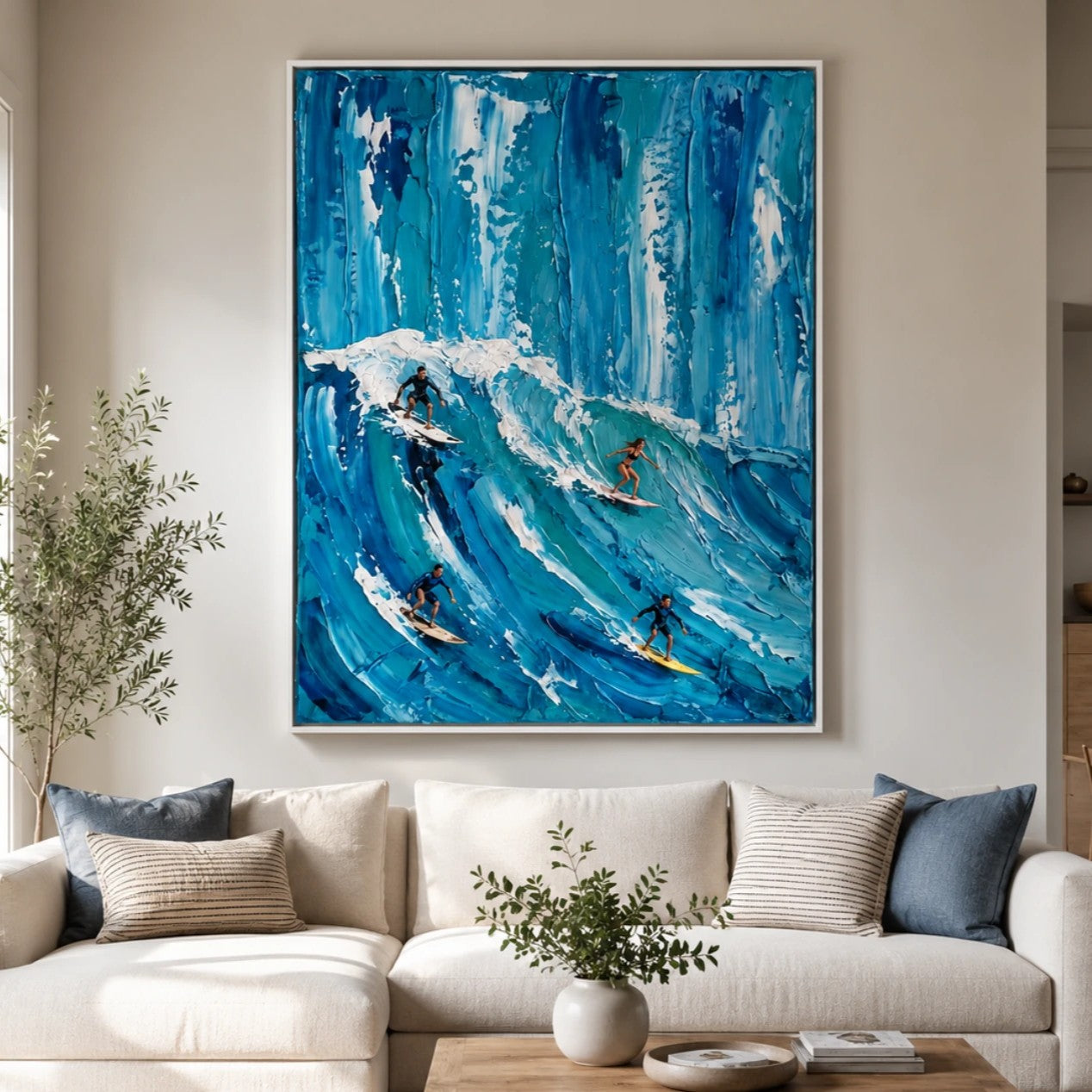 3D textured Art | Blue Surge Textured Canvas Wall Art
