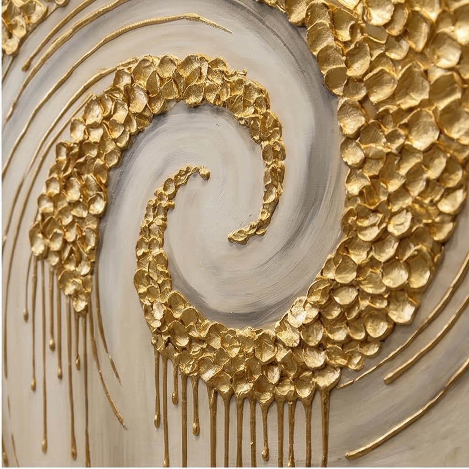 Contemporary Luxe Art | Golden Spiral Veil Gold Accent Luxury Wall Art