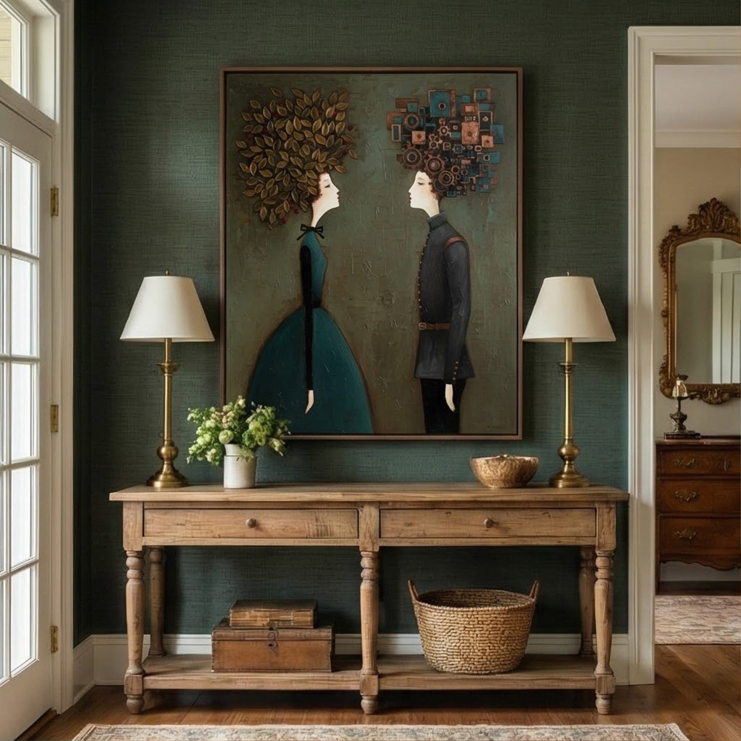 Surreal Art | Botanical Portrait Duo Whimsical Surreal Wall Art