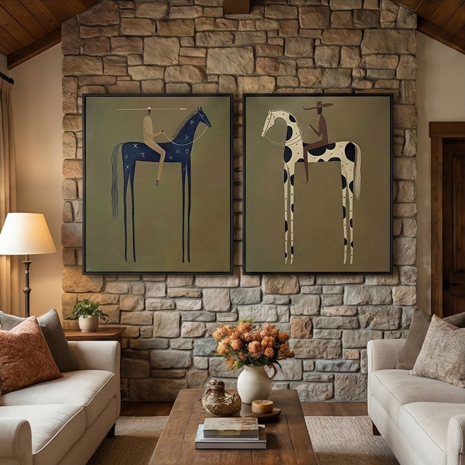 Vintage Americana Art | Tales on Stilts-1 Rustic Living Room Wall Art