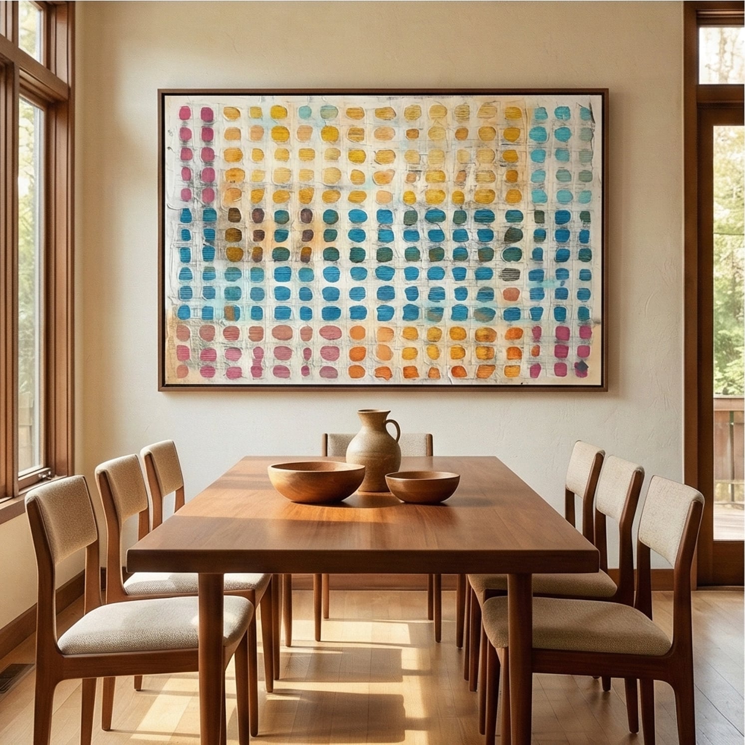 Wabi-Sabi Art | Chromatic Grid Calm Bedroom Wall Art
