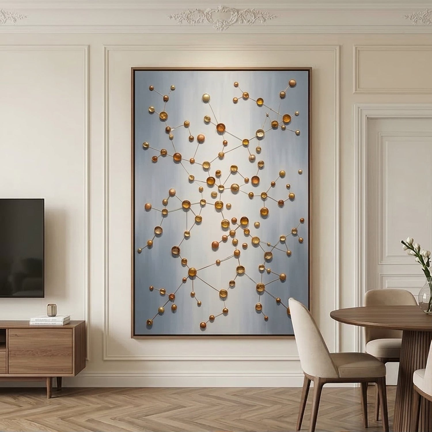 Contemporary Luxe Art | Golden Orbit Lattice Gold Accent Luxury Wall Art