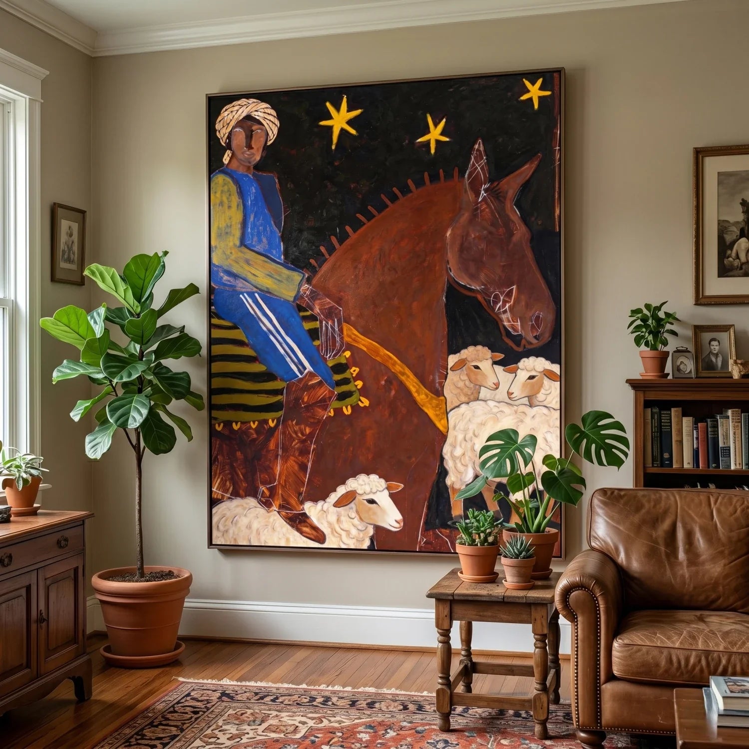 Vintage Americana Art | Night Rider Western Canvas Wall Decor