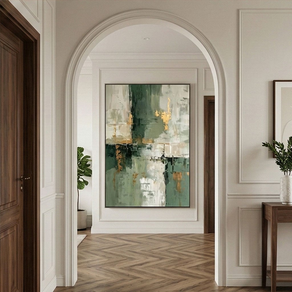 Contemporary Luxe Art | Verdigris Crossroads Gold Accent Canvas Wall Art
