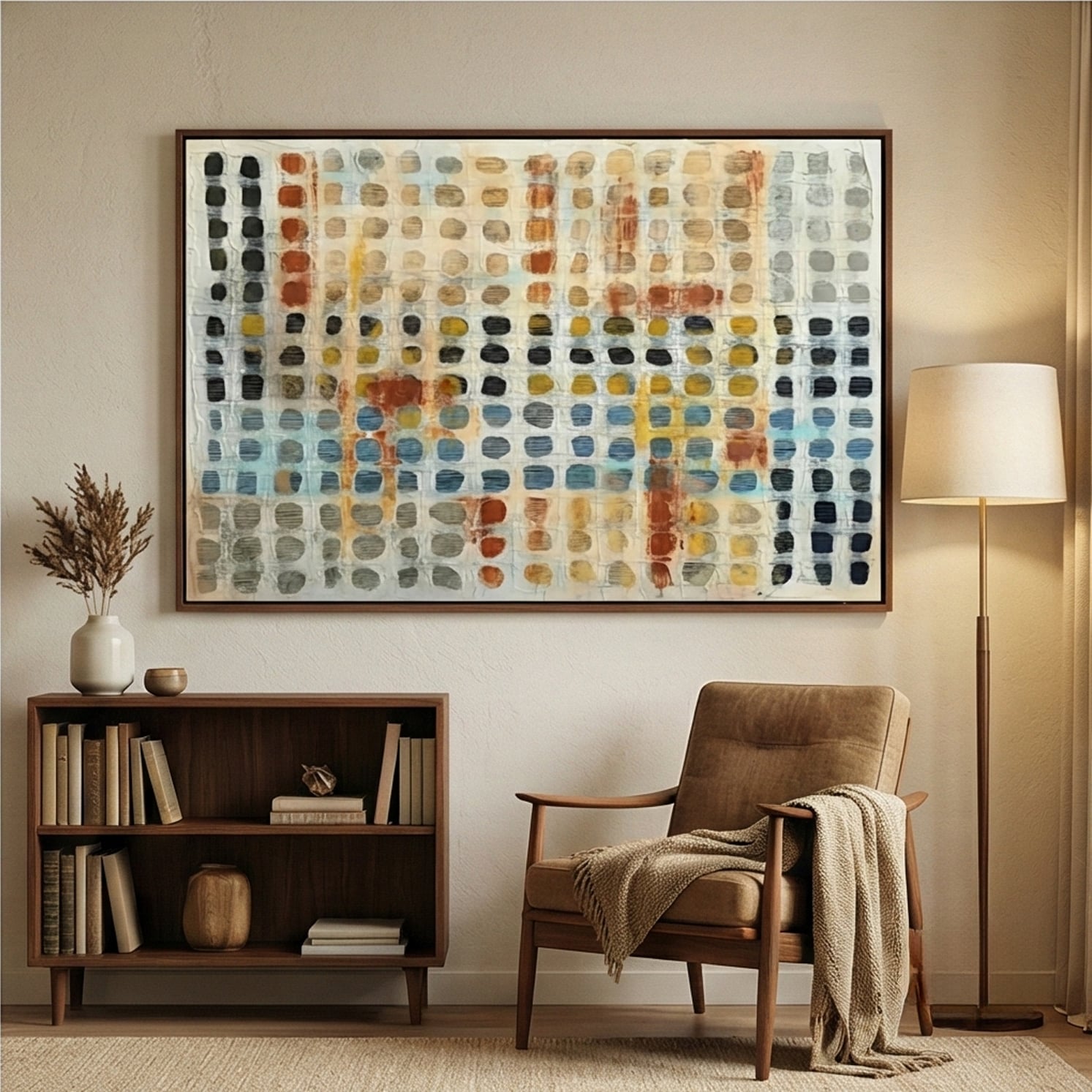 Wabi-Sabi Art | Rhythm of Dots Minimalist Living Room Wall Decor