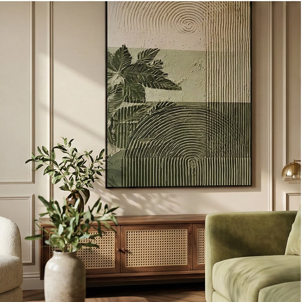 3D textured Art | Verdant Equinox Dimensional Living Room Wall Art