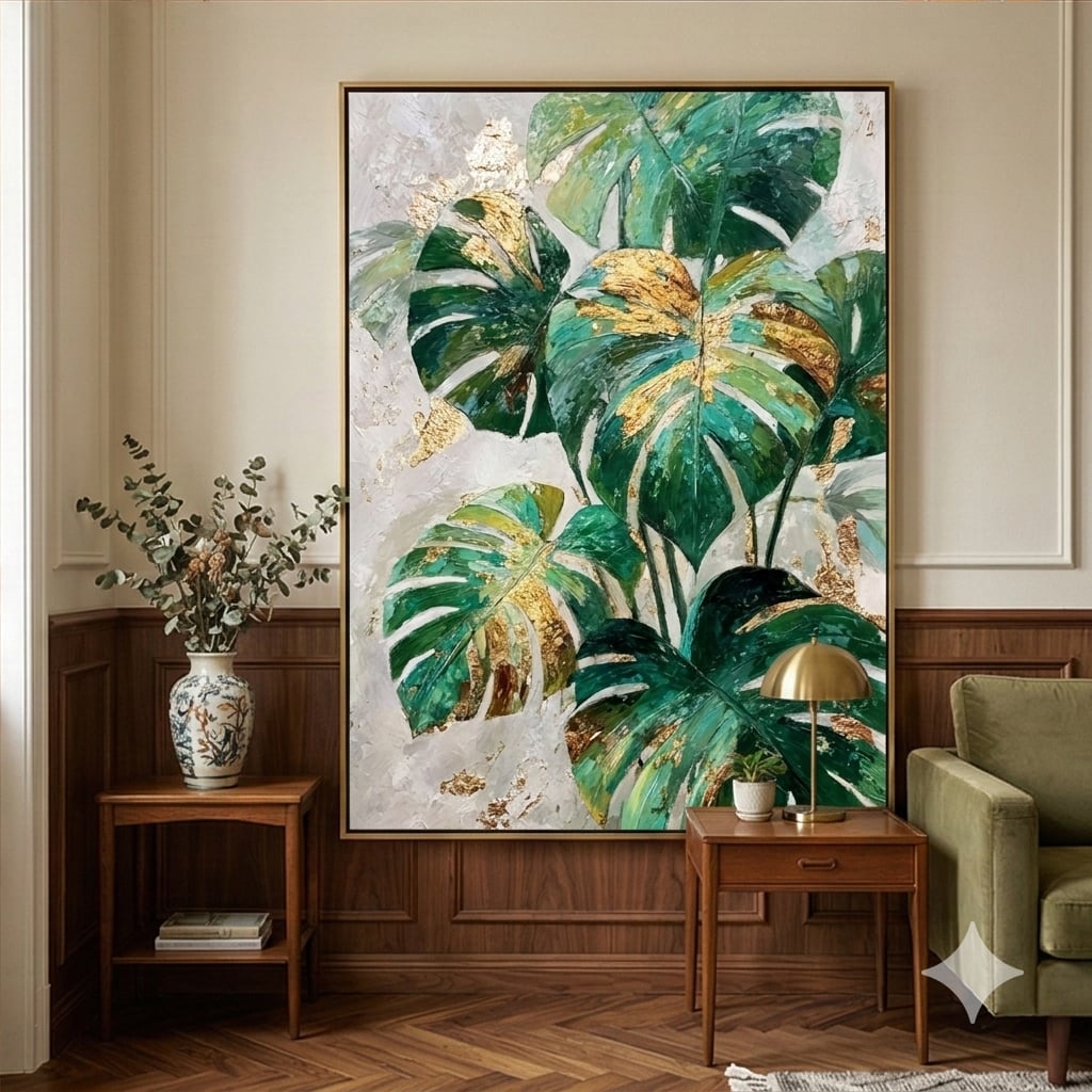 Contemporary Luxe Art | Gilded Monstera Gold Accent Luxury Wall Art