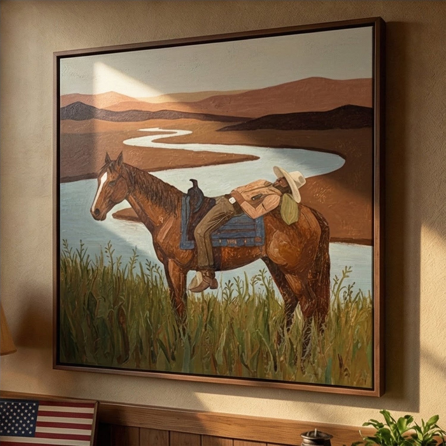 Vintage Americana Art | Riverbend Rest Southwest Home Decor Canvas