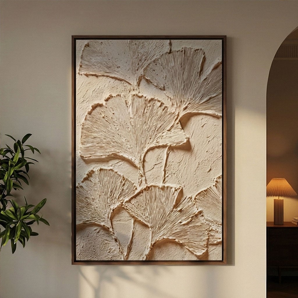 3D textured Art | Ginkgo Impressions Botanical Textured Wall Art