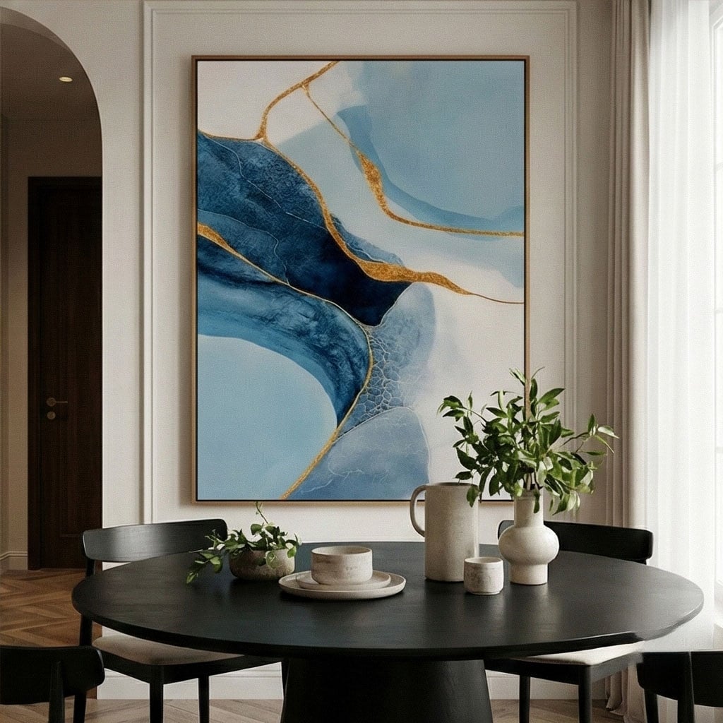 Contemporary Luxe Art | Azure Kintsugi Luxury Color Accent Wall Decor