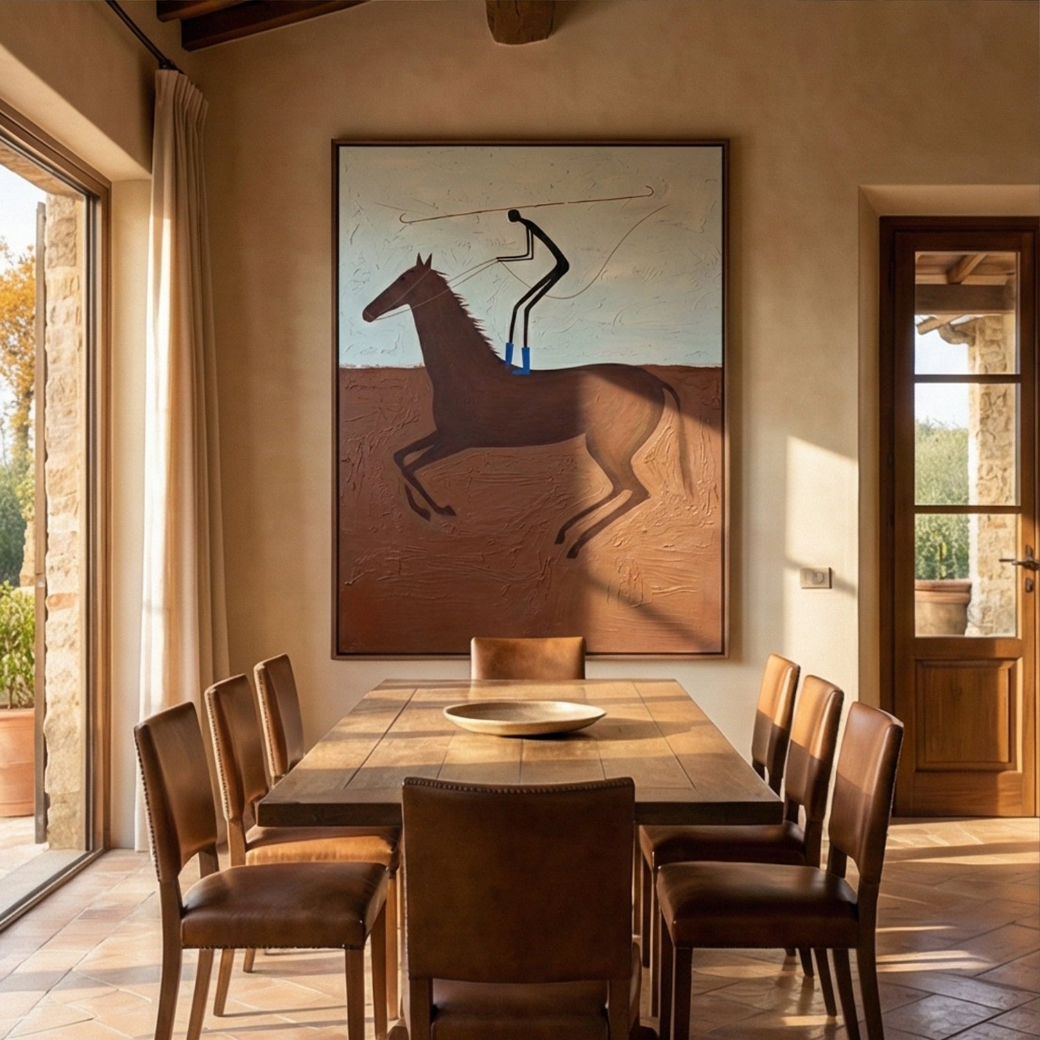 Vintage Americana Art | Galloping Rider Western Canvas Wall Decor