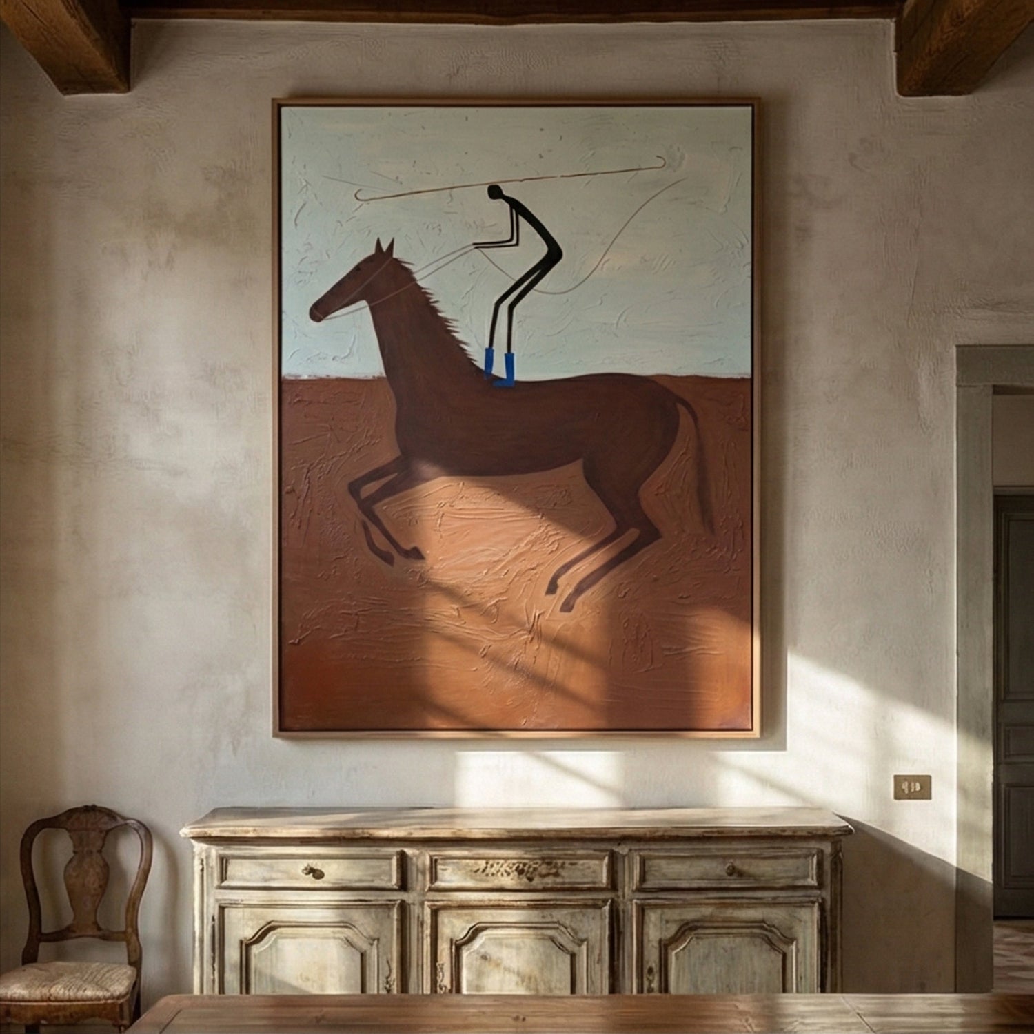 Vintage Americana Art | Galloping Rider Western Canvas Wall Decor