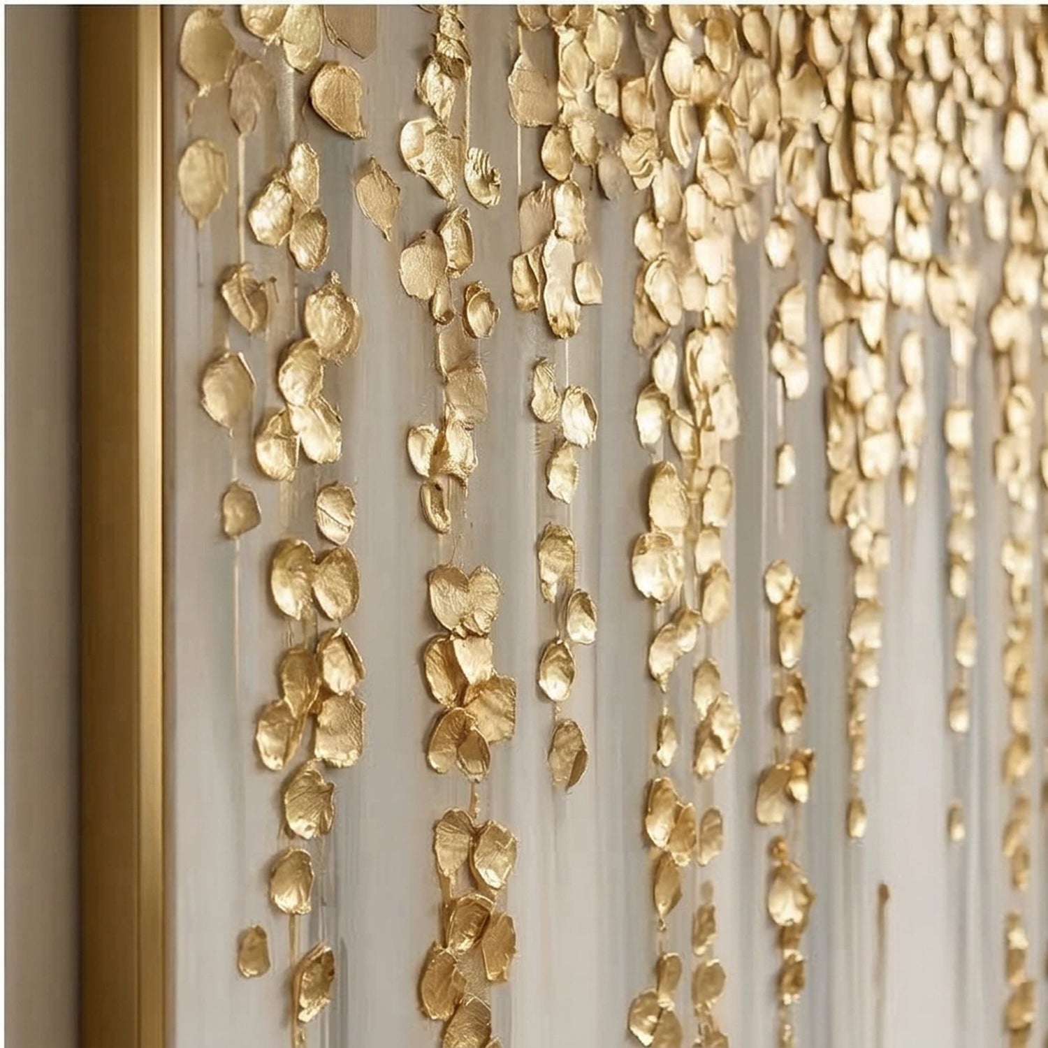 Contemporary Luxe Art | Golden Petal Falls Gold Accent Luxury Wall Art