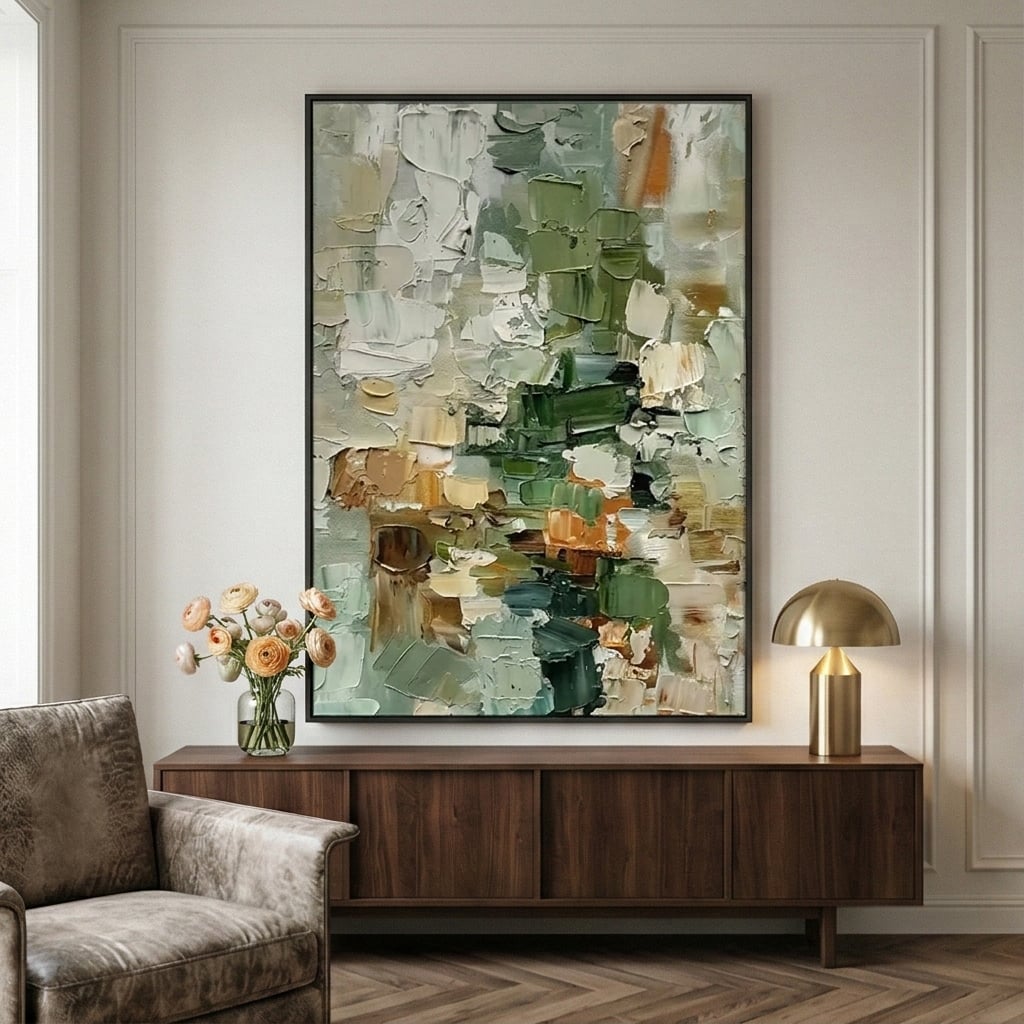 3D textured Art | Verdant Mosaic Textured Canvas Wall Art
