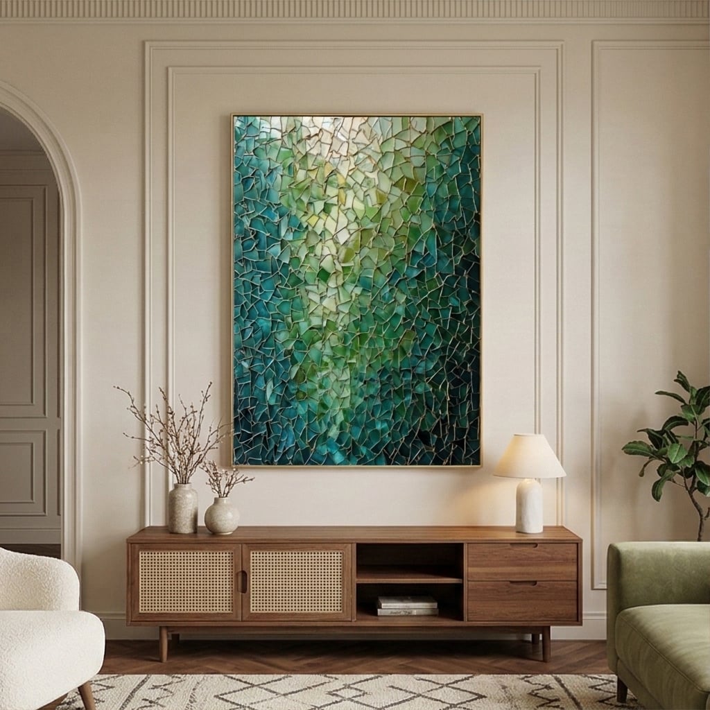 Contemporary Luxe Art | Emerald Kintsugi Luxury Color Accent Wall Decor