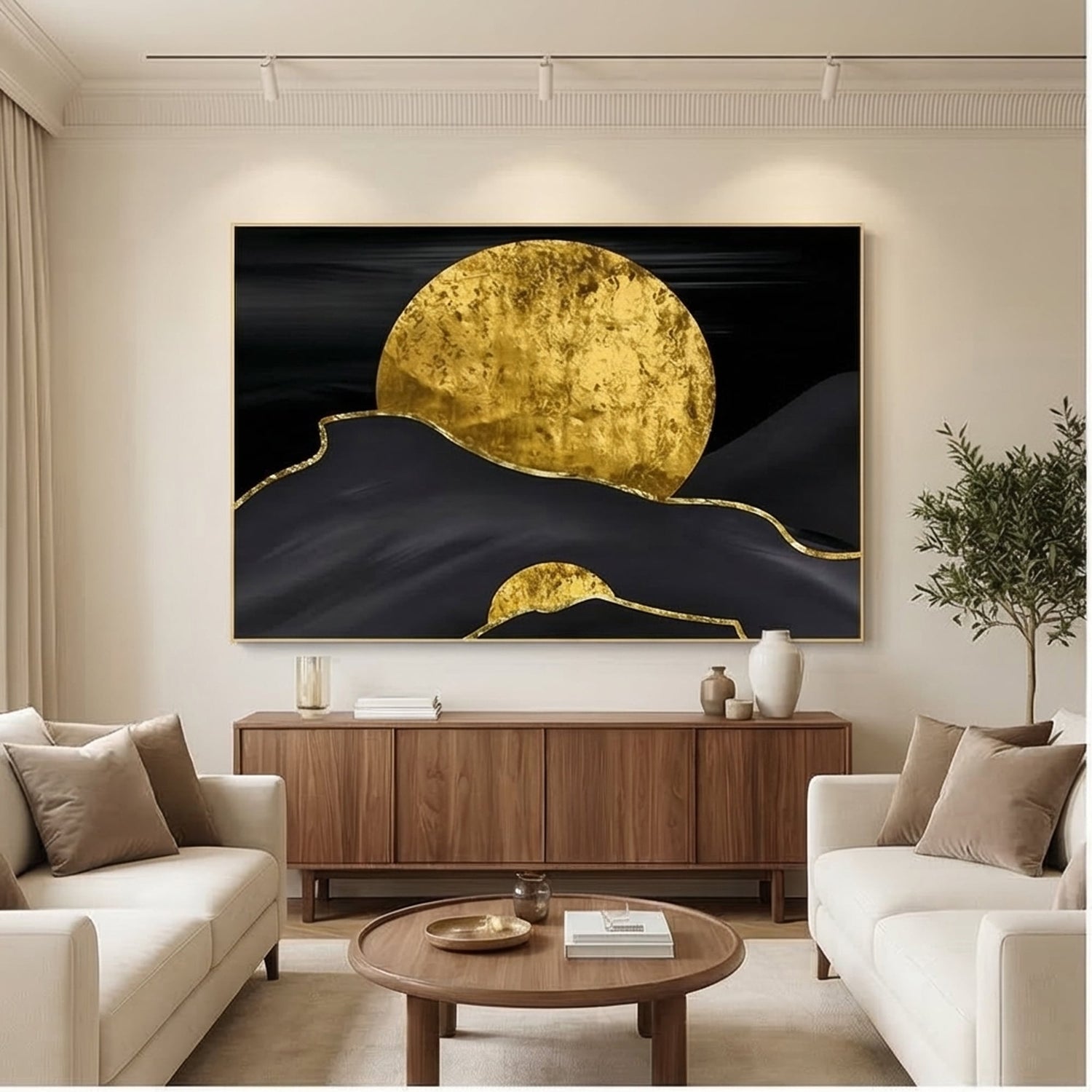 Contemporary Luxe Art | Gilded Horizon Gold Accent Luxury Wall Art