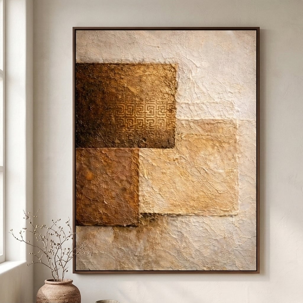 Contemporary Luxe Art | Ochre Relic Gold Accent Canvas Wall Art