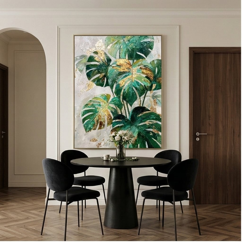 Contemporary Luxe Art | Gilded Monstera Gold Accent Luxury Wall Art