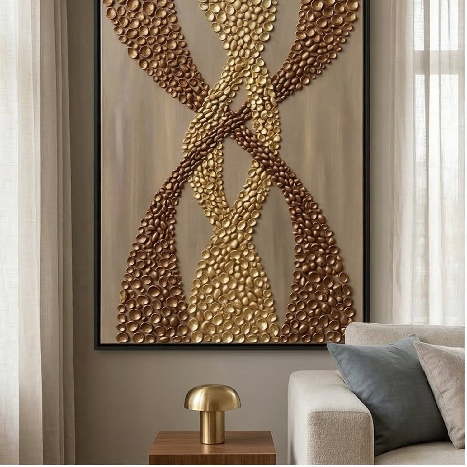 Contemporary Luxe Art | Interwoven Golden Tides Gold Accent Luxury Wall Art