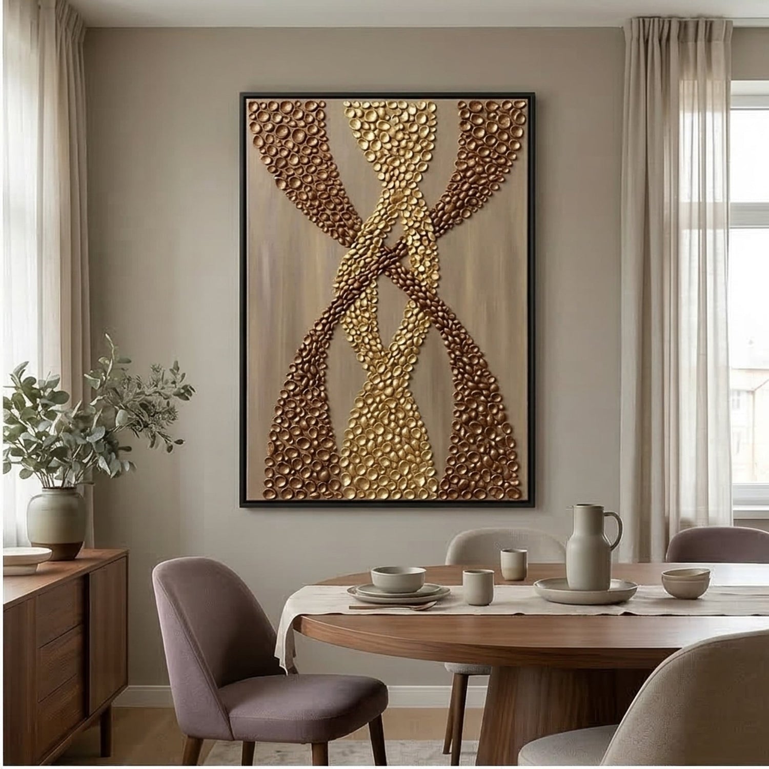 Contemporary Luxe Art | Interwoven Golden Tides Gold Accent Luxury Wall Art