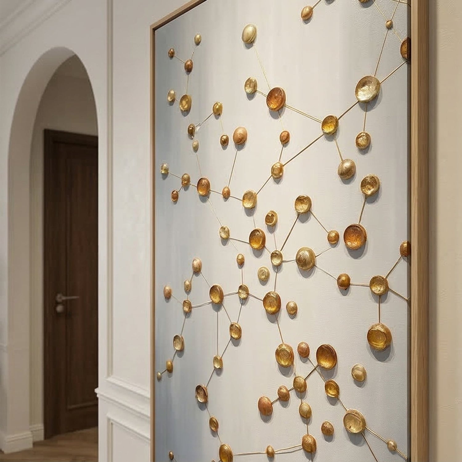 Contemporary Luxe Art | Golden Orbit Lattice Gold Accent Luxury Wall Art