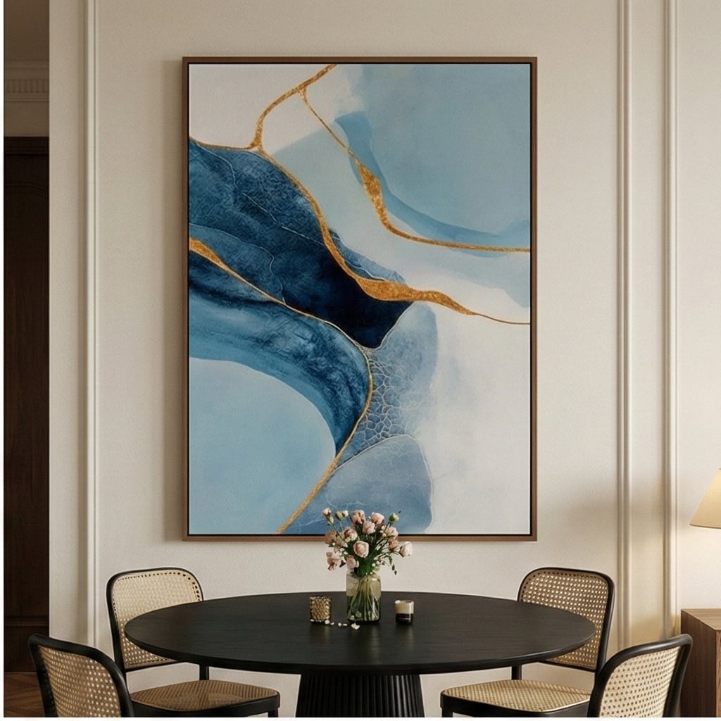Contemporary Luxe Art | Azure Kintsugi Luxury Color Accent Wall Decor