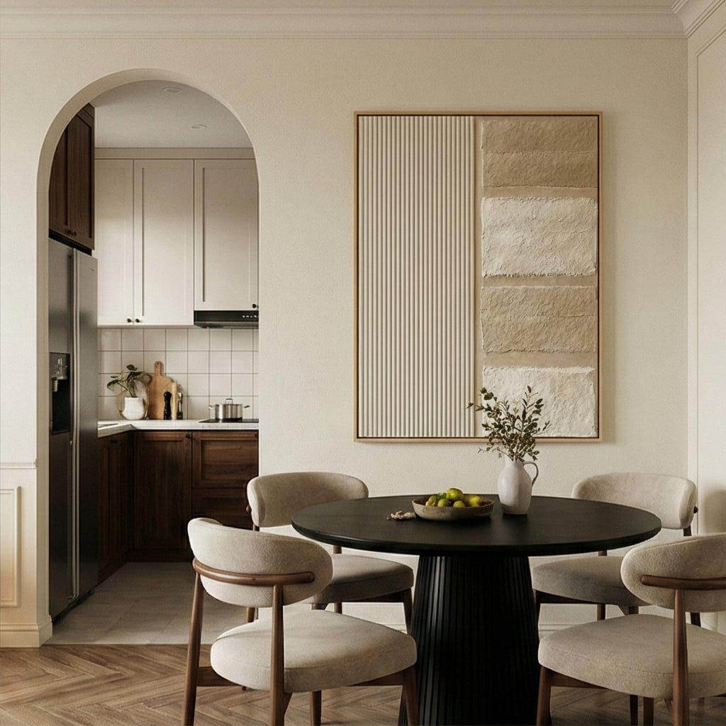 3D textured Art | Ivory Stratification Dimensional Living Room Wall Art