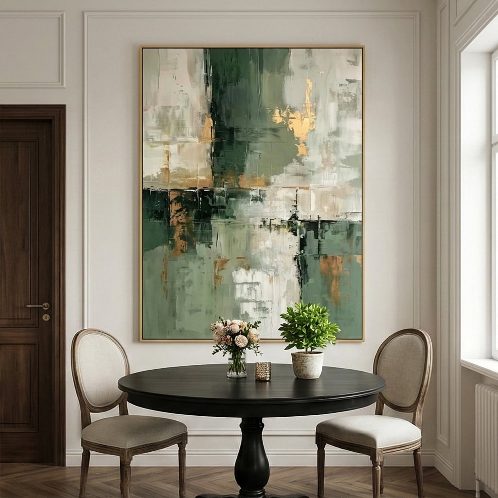 Contemporary Luxe Art | Verdigris Crossroads Gold Accent Canvas Wall Art