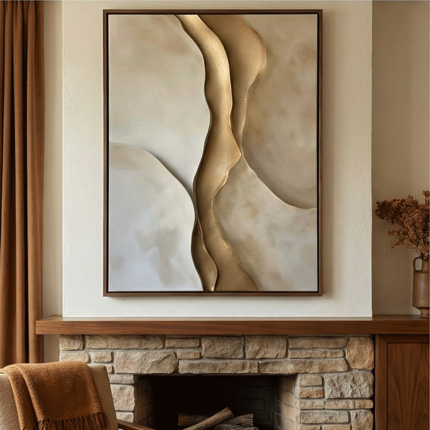Contemporary Luxe Art | Golden Current Flow Gold Accent Luxury Wall Art