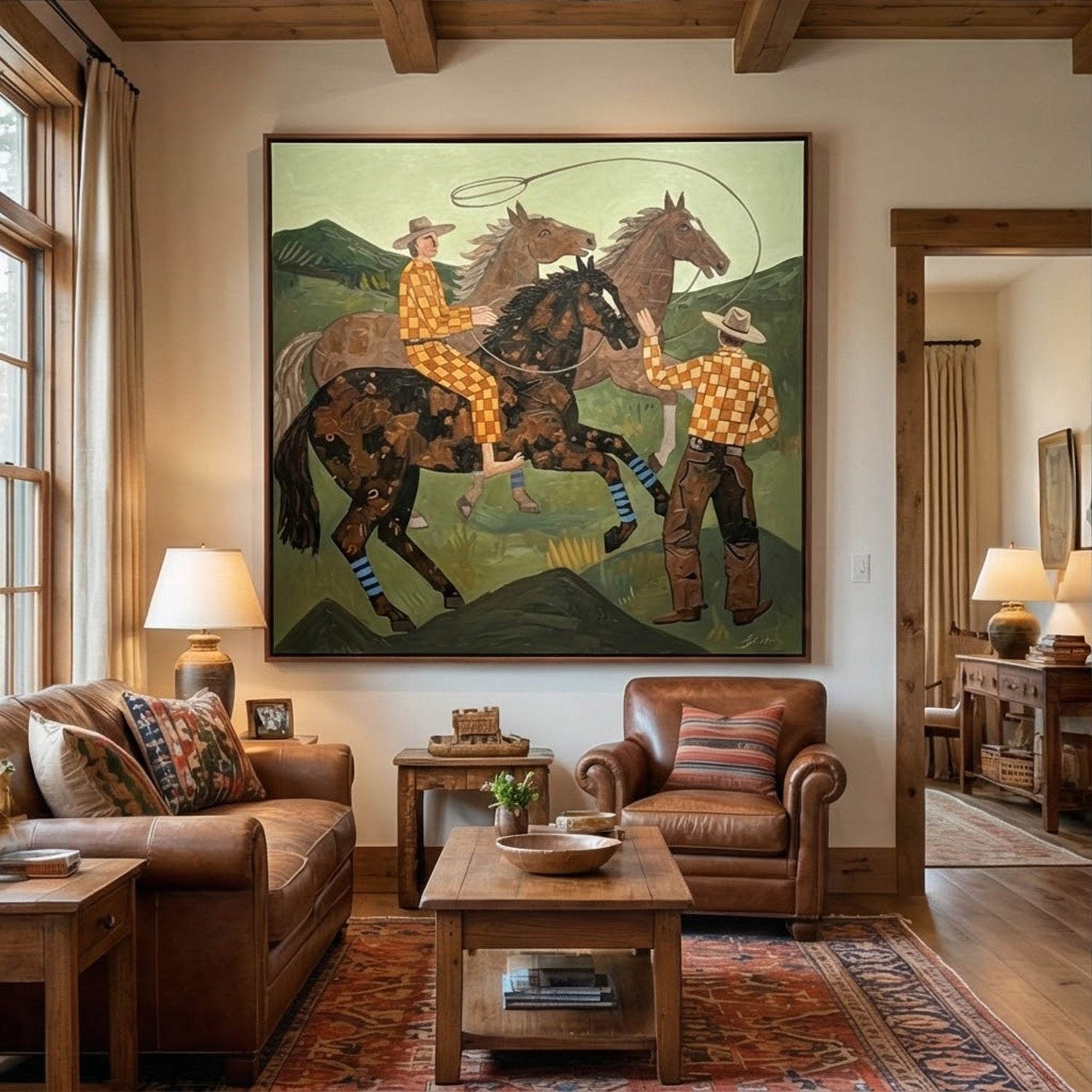 Vintage Americana Art | Lasso Dialogue Rustic Living Room Wall Art