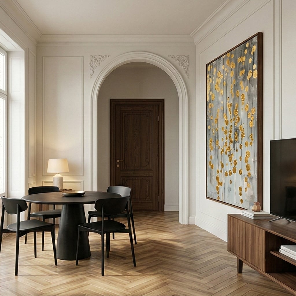 Contemporary Luxe Art | Gilded Rainfall Gold Accent Luxury Wall Art