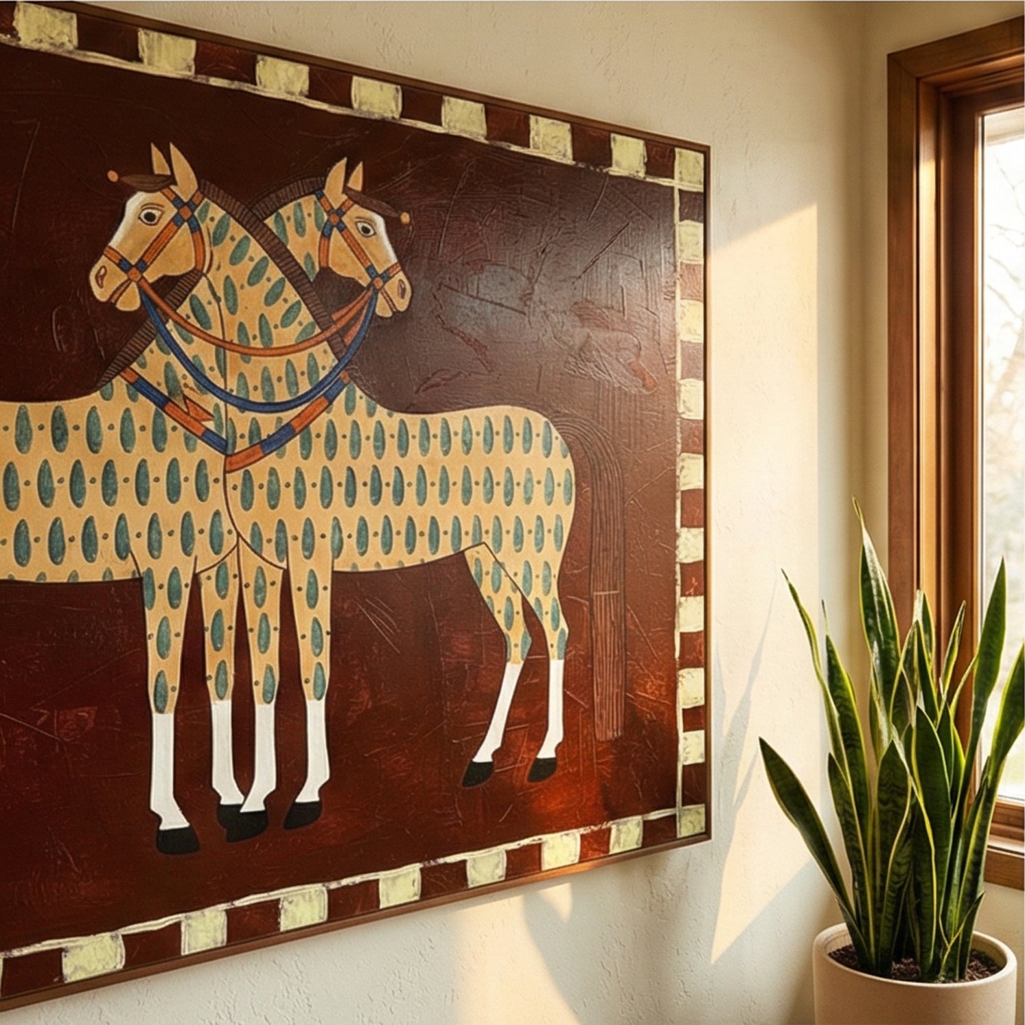 Vintage Americana Art | Spotted Horses Western Horse Canvas Wall Art