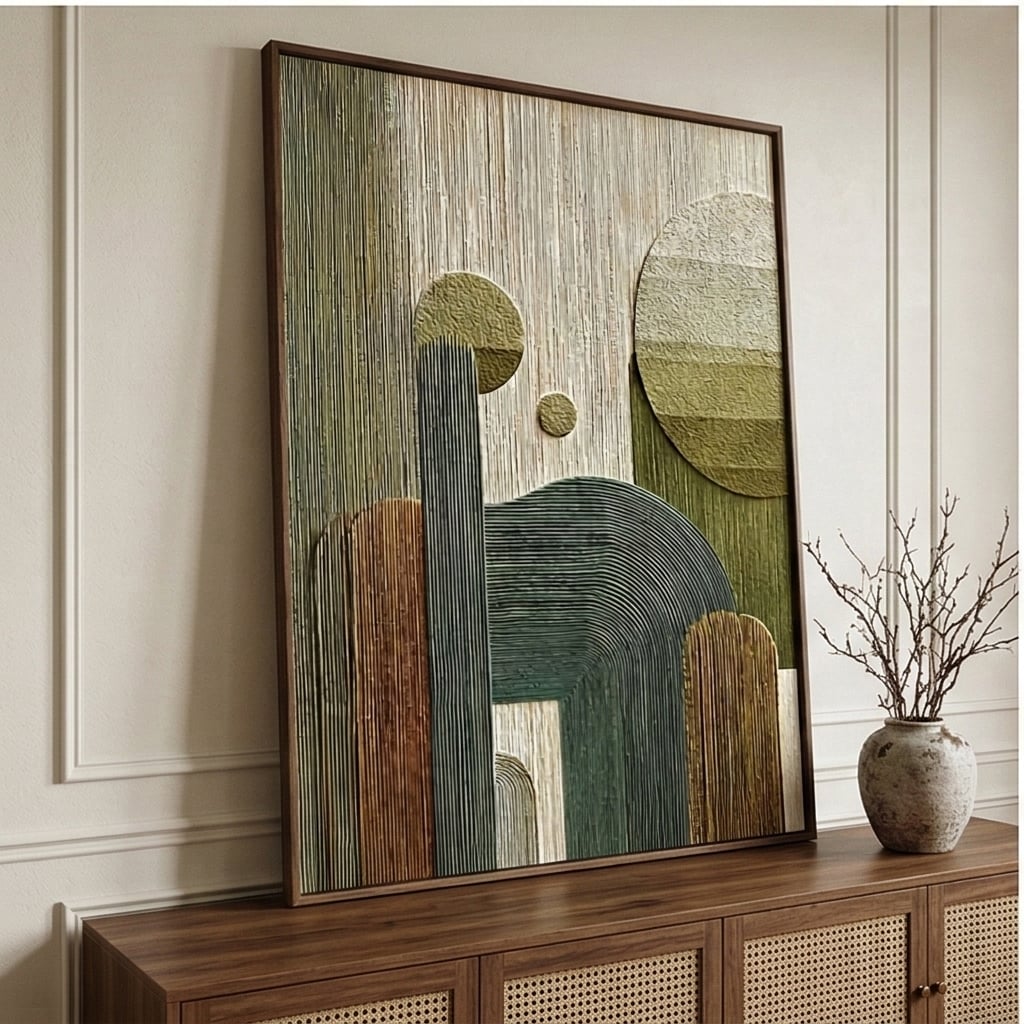 3D textured Art | Verdant Cadence Modern Textured Wall Art
