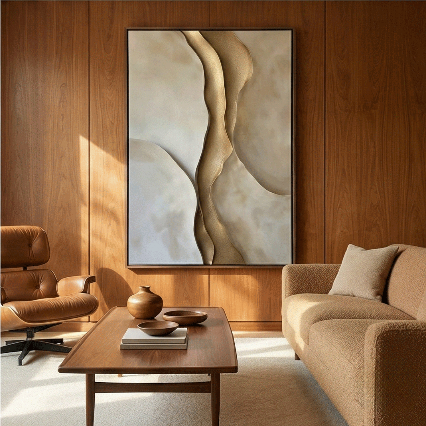 Contemporary Luxe Art | Golden Current Flow Gold Accent Luxury Wall Art